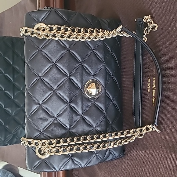 Kate Spade Quilted Black Shoulder Bag with Gold Chain - Picture 1 of 11